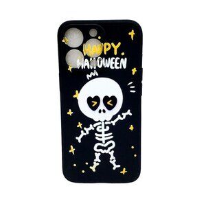 Happy Halloween iphone 13 Pro Romwe Skeleton Phone Case Black White